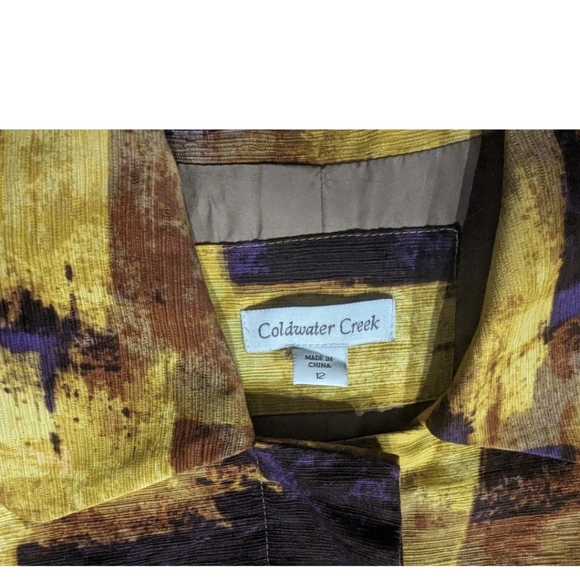 Coldwater Creek Shacket Womens Size 12 Purple & Gold Textured 3/4 Sleeves Button - Picture 5 of 16